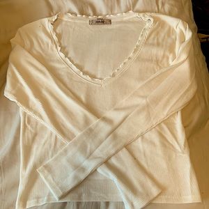 Harlow Sleepwear Long Sleeve Waffle Low Cut Cut Top